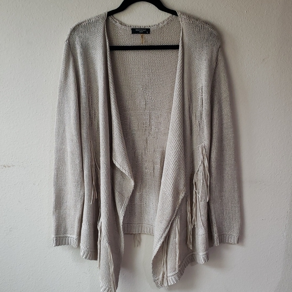 Women's Beige Open Front Cardigan